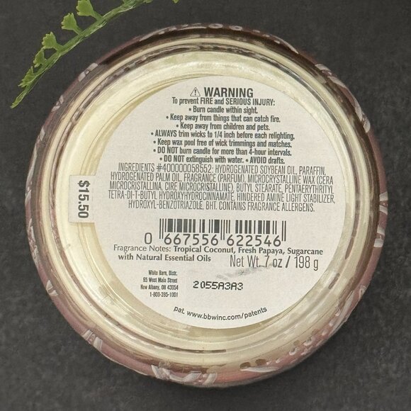 BBW Island Papaya White Barn Bath & Body Works Mason Jar Single Wick Candle - Picture 10 of 10
